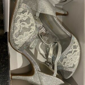 Elegant Silver Lace Women's Heels